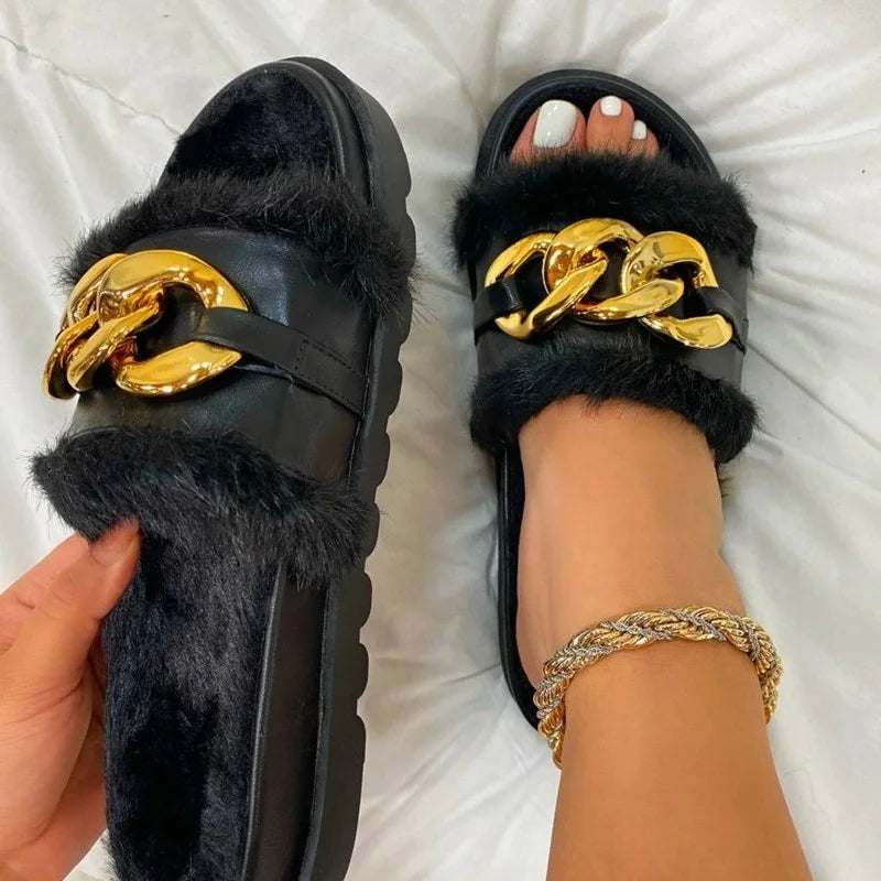 Plush Open Toe Shoes