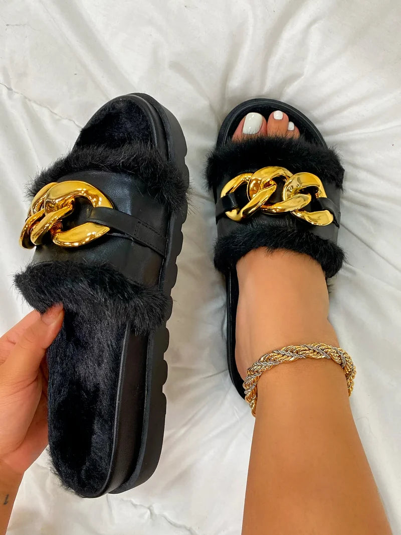 Plush Open Toe Shoes