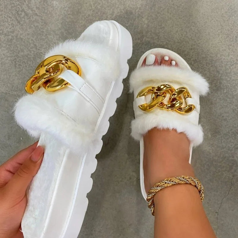 Plush Open Toe Shoes