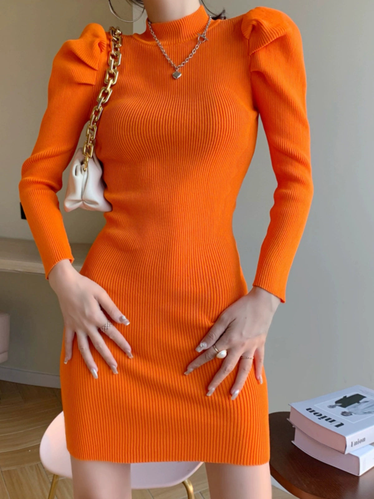 Turtleneck Slim Fit Inner Wear Hip Knitwear Dress