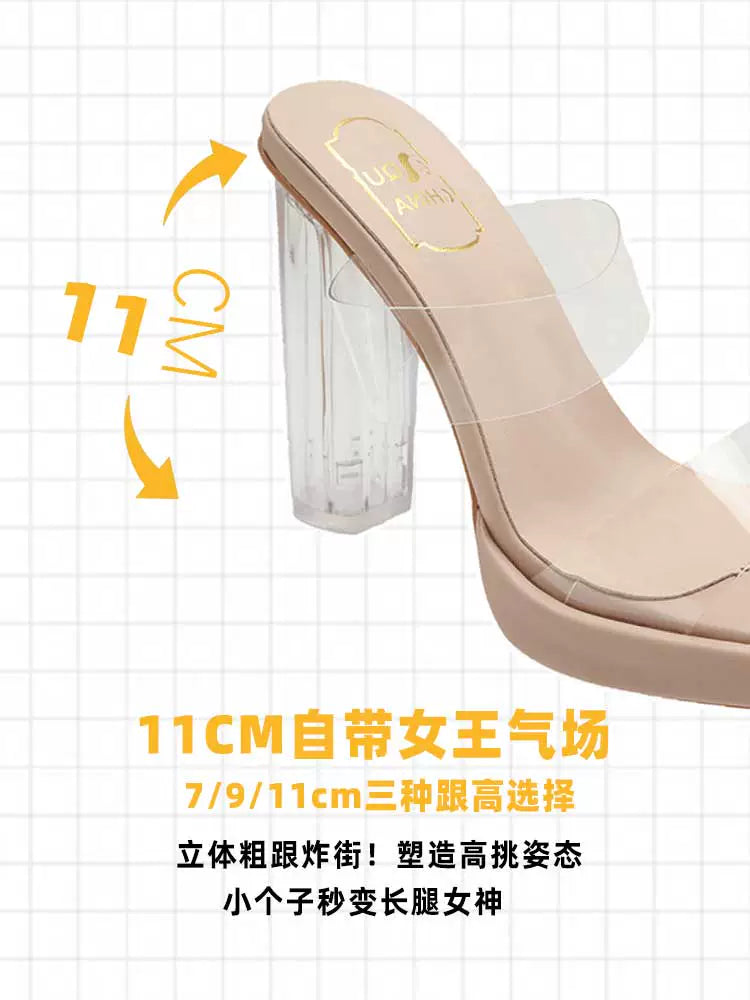 Crystal Transparent High Heels Sandals