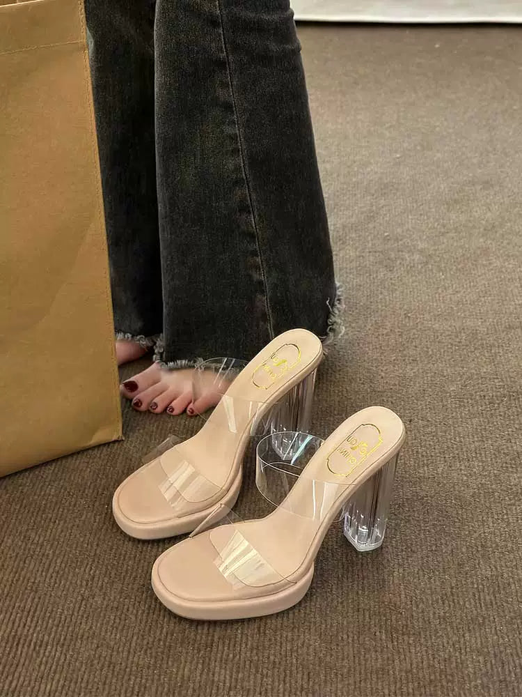 Crystal Transparent High Heels Sandals