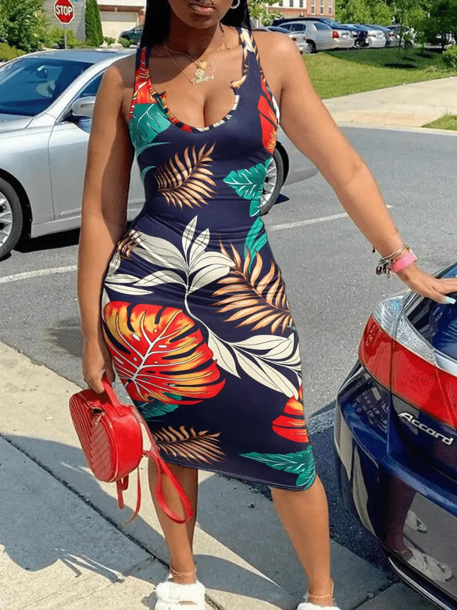 Floral Print Bodycon Spaghetti Strap Skirt