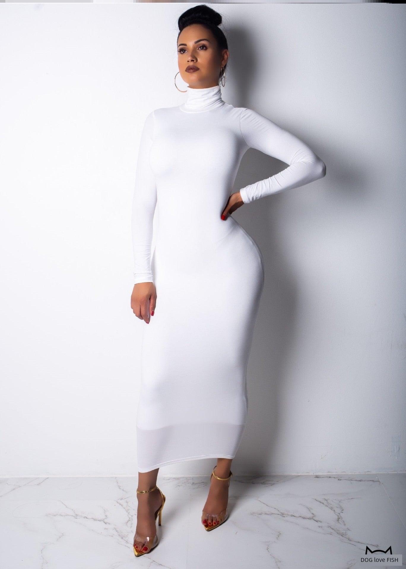 Long Sleeve Turtleneck Slim Fit Dress