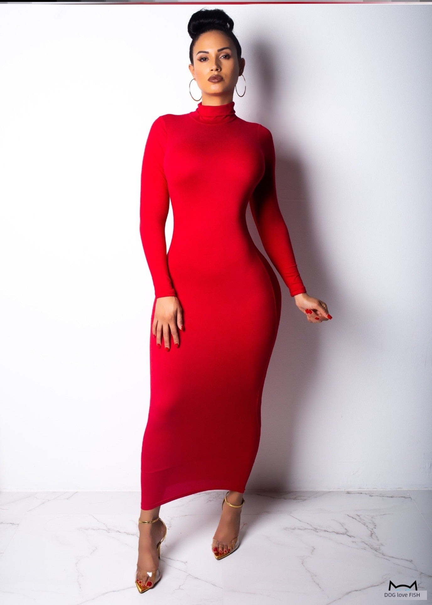 Long Sleeve Turtleneck Slim Fit Dress