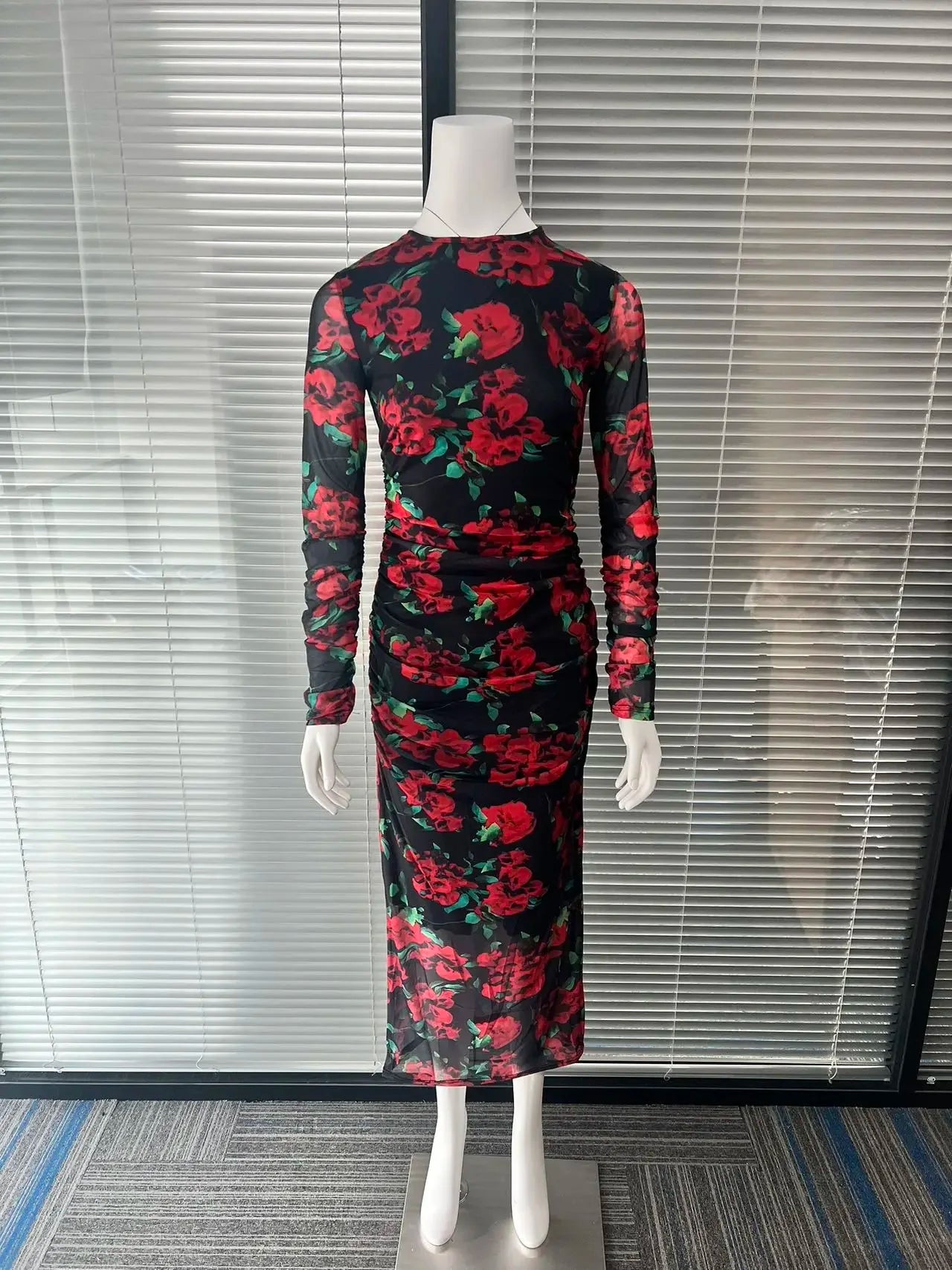 Long Sleeve Silk Elegant Dress