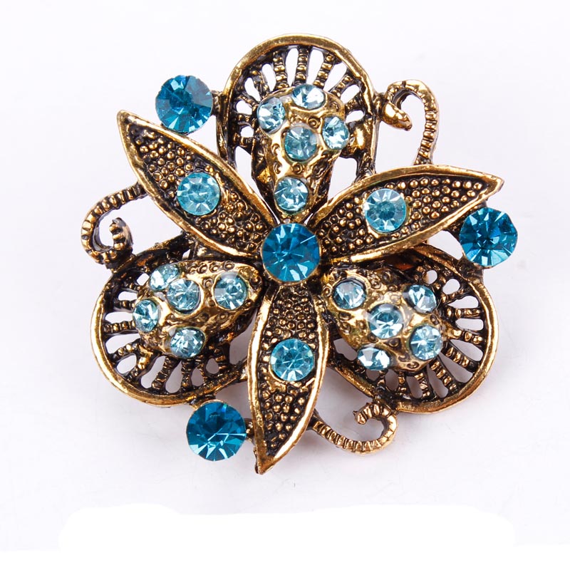 Assorted Colors Crystal Rhinestones Flower pin