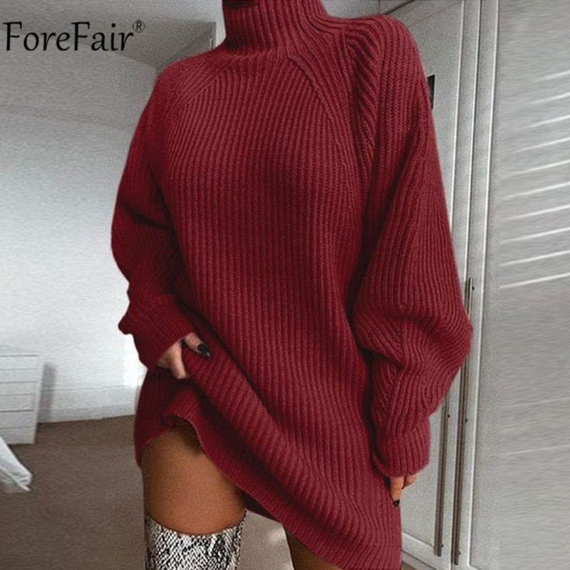 Turtleneck Long Sleeve Sweater Dress