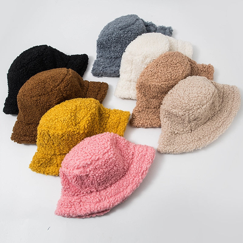 Winter Bucket Lamb Plush Hat