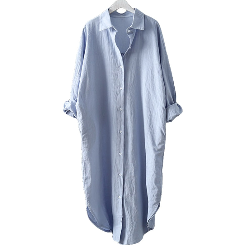 Cotton Blouse Shirt Dress