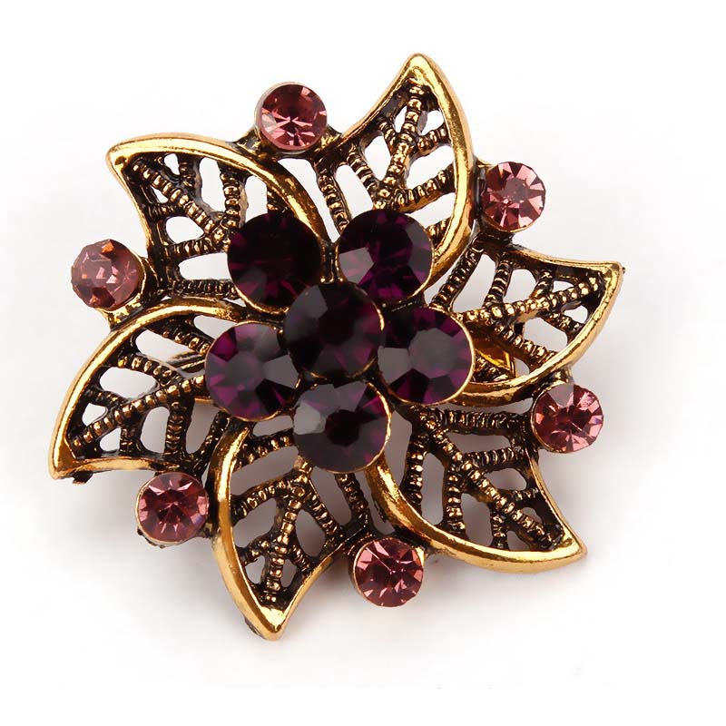 Assorted Colors Crystal Rhinestones Flower pin