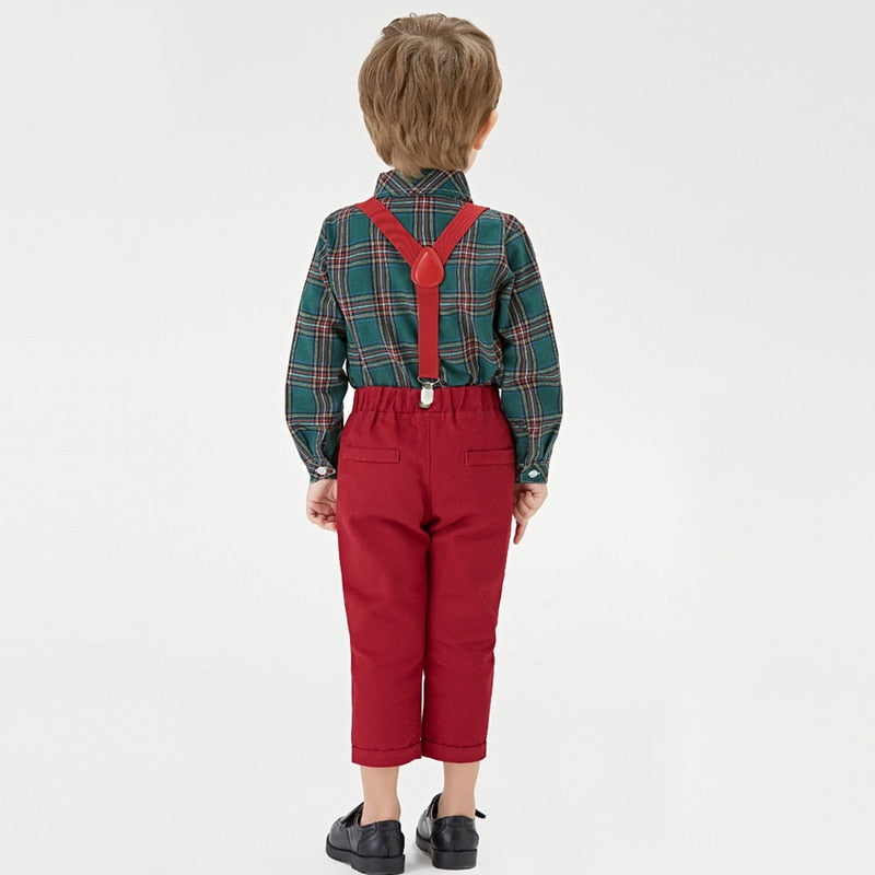 Toddler Boys Formal Tops And Suspender Pants