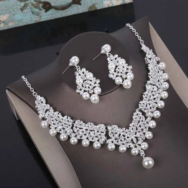 Crystal Pearl Costume Jewelry Sets Rhinestone