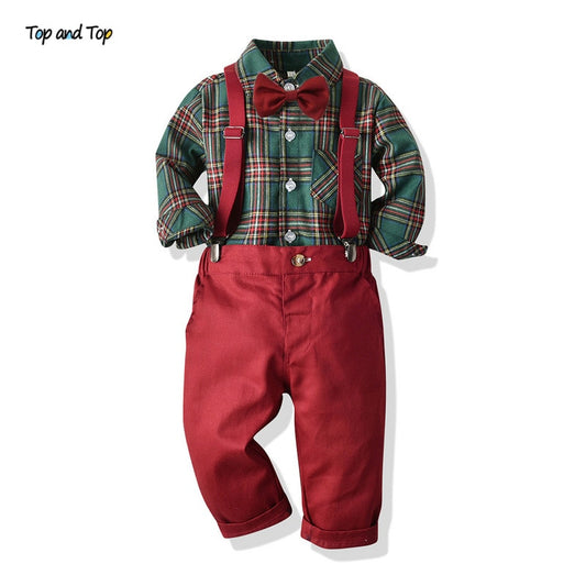 Toddler Boys Formal Tops And Suspender Pants