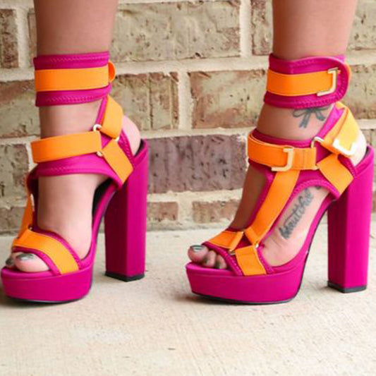 Sexy High heels Plus size platform colors party Gladiator ankle-strap