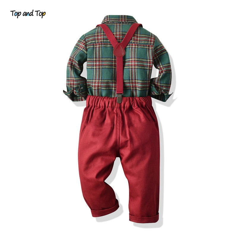 Toddler Boys Formal Tops And Suspender Pants