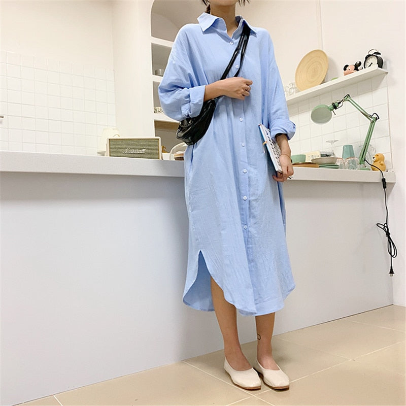 Cotton Blouse Shirt Dress