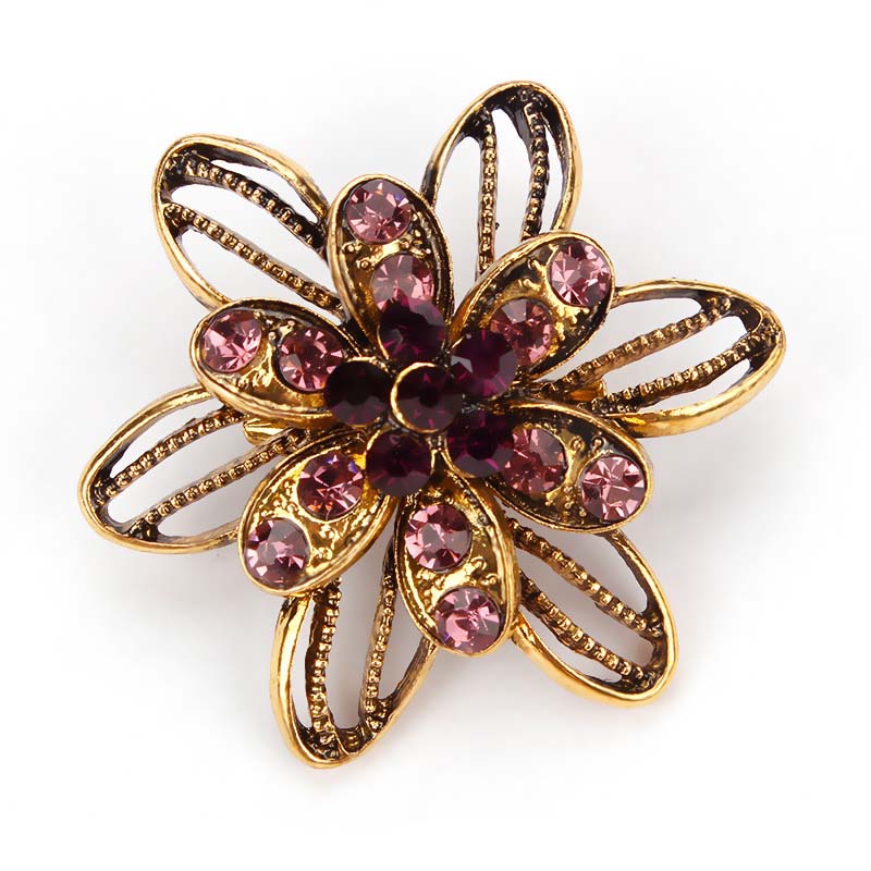 Assorted Colors Crystal Rhinestones Flower pin