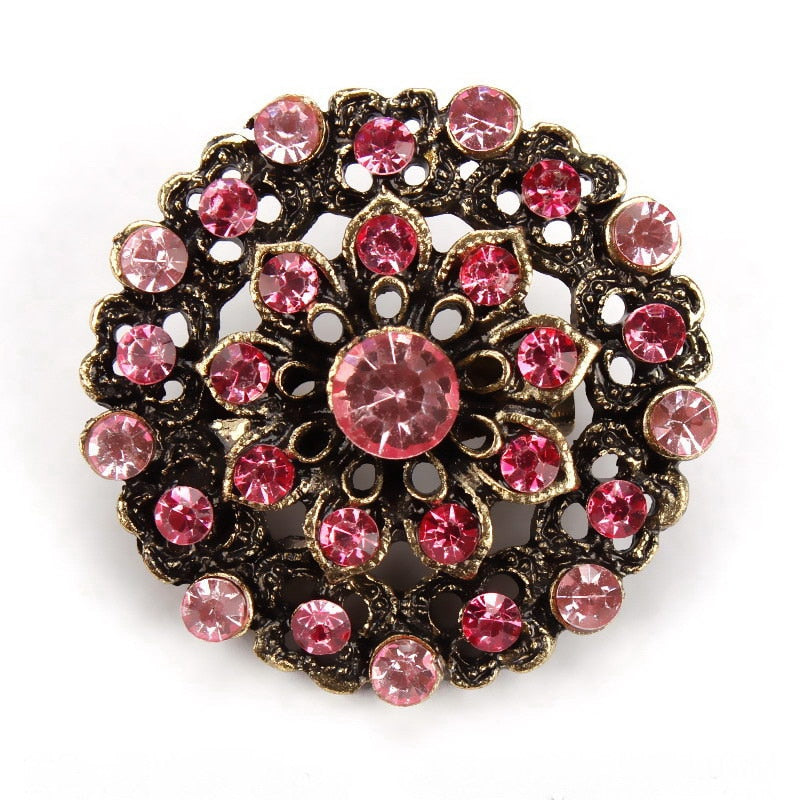 Assorted Colors Crystal Rhinestones Flower pin