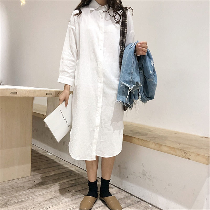 Cotton Blouse Shirt Dress