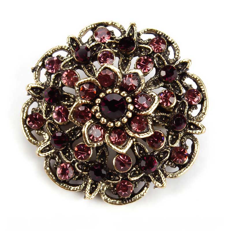 Assorted Colors Crystal Rhinestones Flower pin