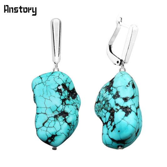 Natural Turquoises Pendant Earrings