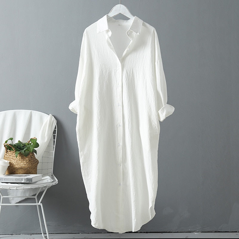 Cotton Blouse Shirt Dress