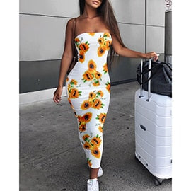 Sunflower Print Long Skirt