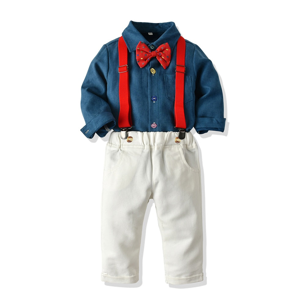 Toddler Boys Formal Tops And Suspender Pants