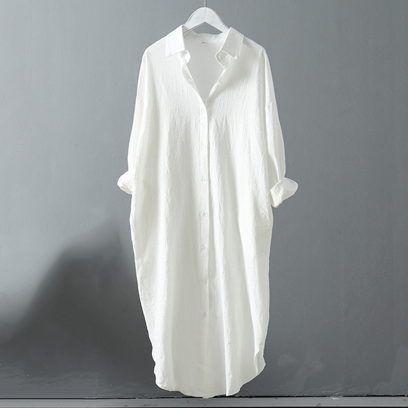 Cotton Blouse Shirt Dress