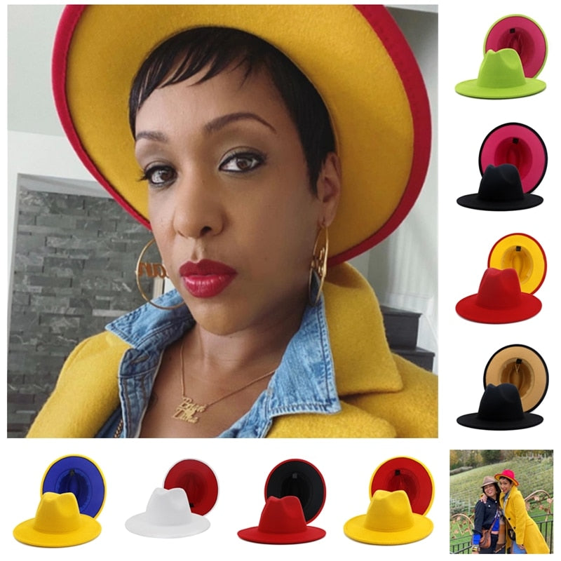 Two tone Fedoras Jazz Hats For Women