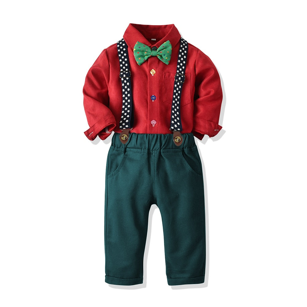 Toddler Boys Formal Tops And Suspender Pants