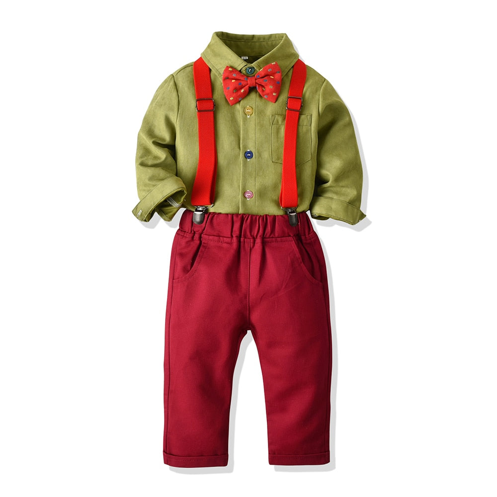 Toddler Boys Formal Tops And Suspender Pants