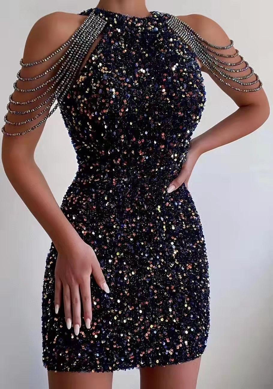 Gold Sequin Evening Dress