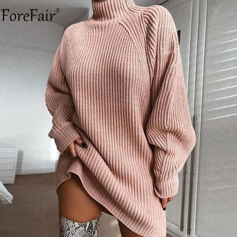 Turtleneck Long Sleeve Sweater Dress