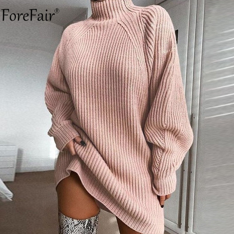 Turtleneck Long Sleeve Sweater Dress