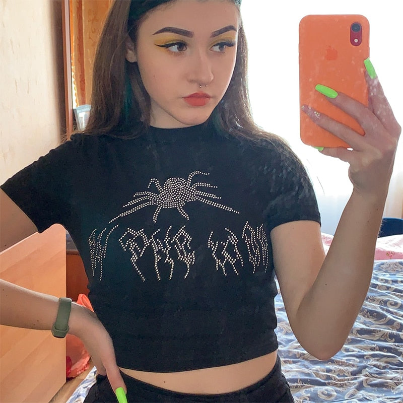 Spider Goth Graphic T Shirt