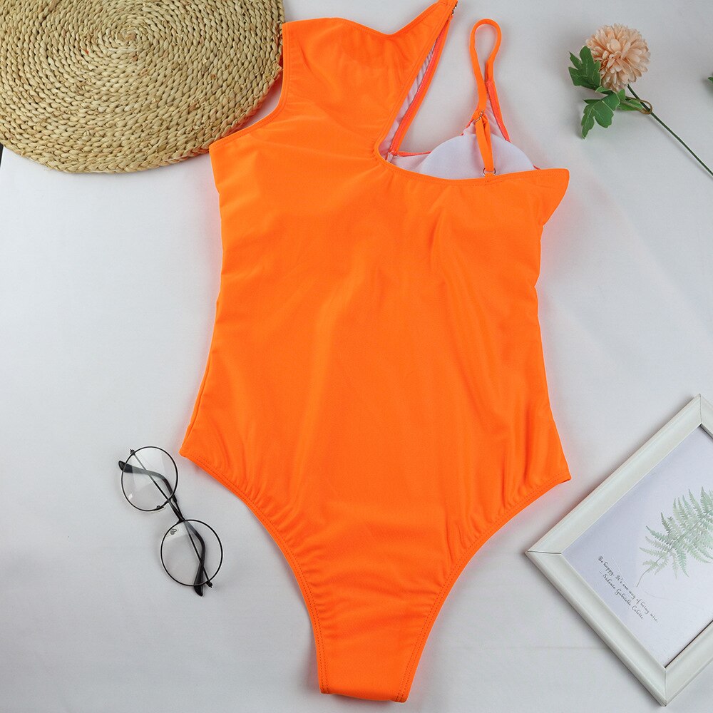 One Piece Swimsuit Sexy Pure Color