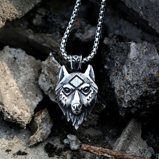 Wolf Stainless Steel Pendant Chain Necklace