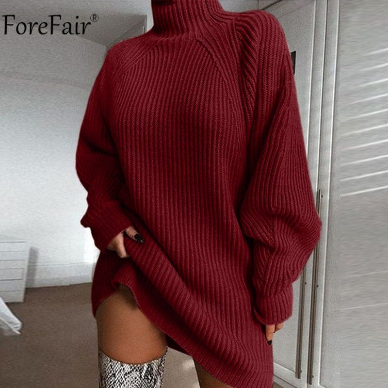 Turtleneck Long Sleeve Sweater Dress