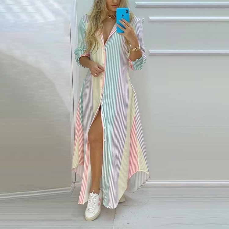 Lapel Long Sleeve Dress