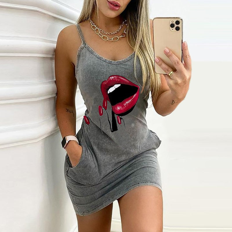 Sexy Sleeveless Pocket Mini Dress