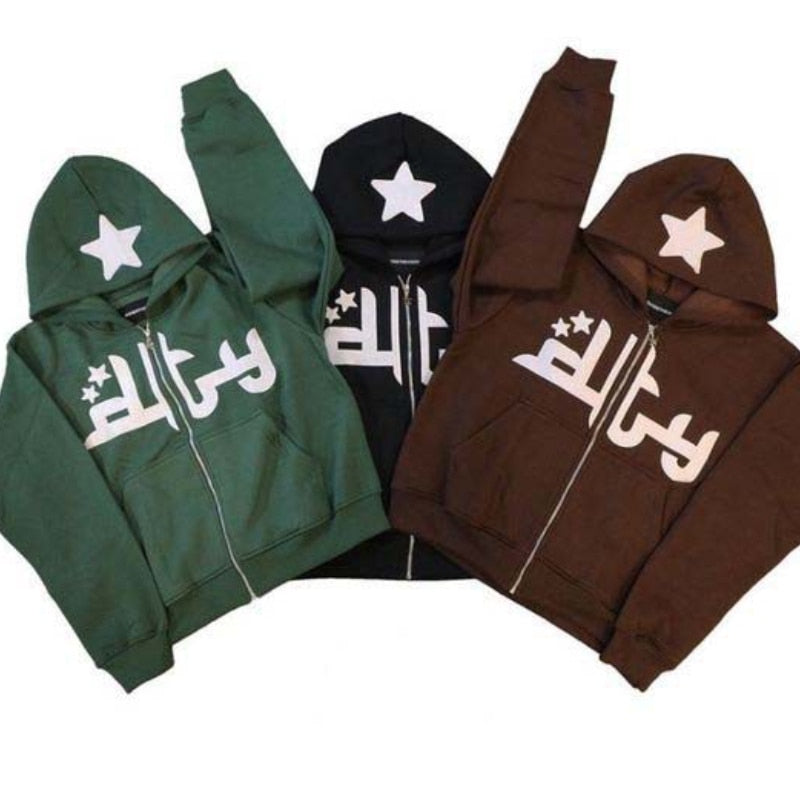 Star Letter Print Hoodie