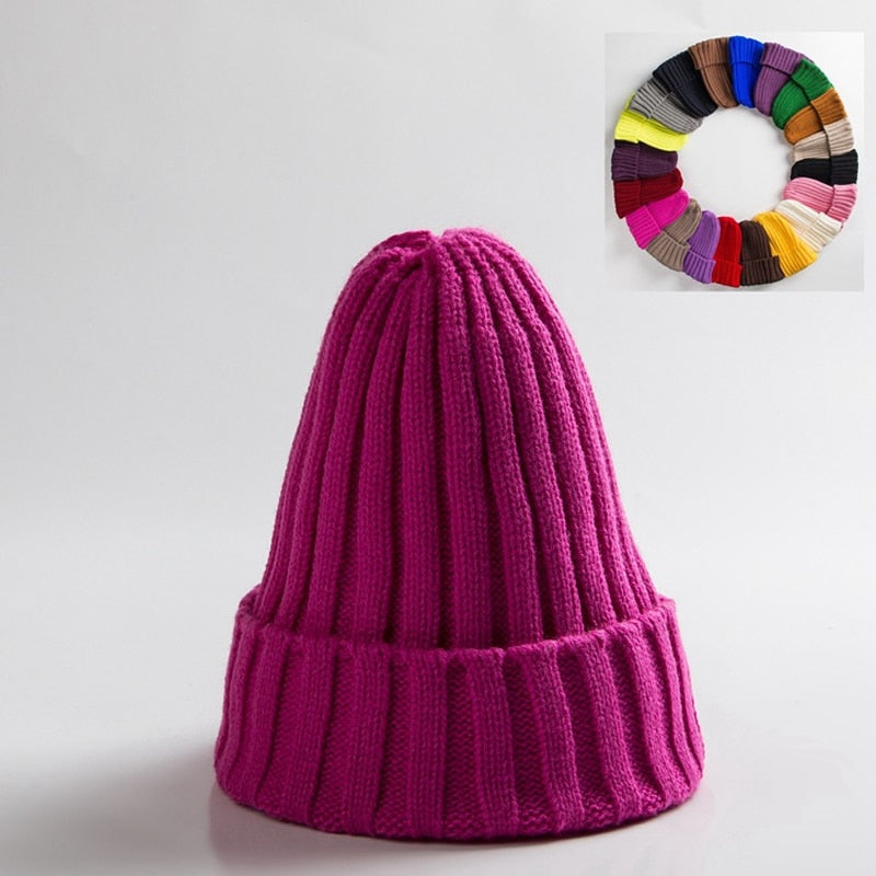 Cotton Blends Solid Warm Knitted Hat