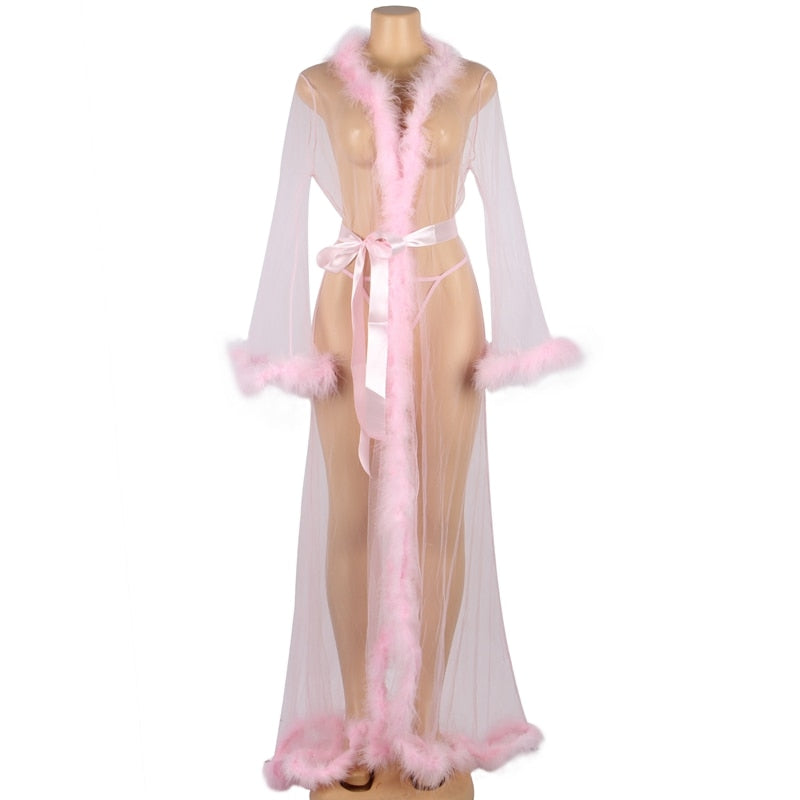 Lace Lingerie Robe Long Sheer