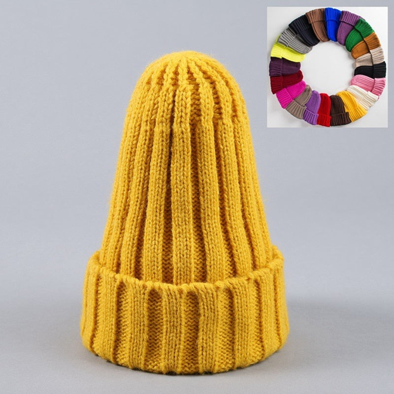 Cotton Blends Solid Warm Knitted Hat