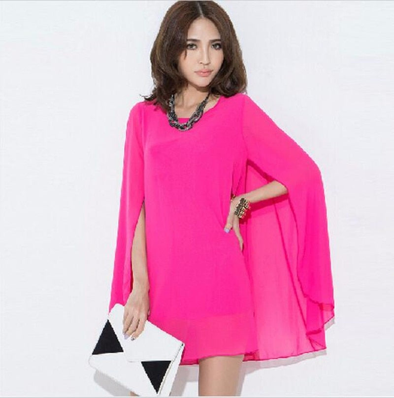 Summer Party Dress Ruffles sleeve shawl leisure chiffon