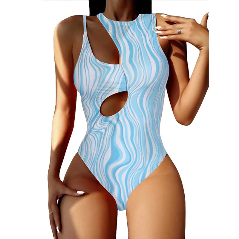 One Piece Swimsuit Sexy Pure Color