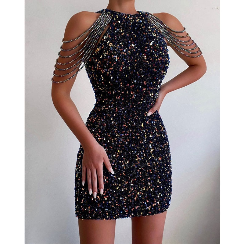 Gold Sequin Evening Dress