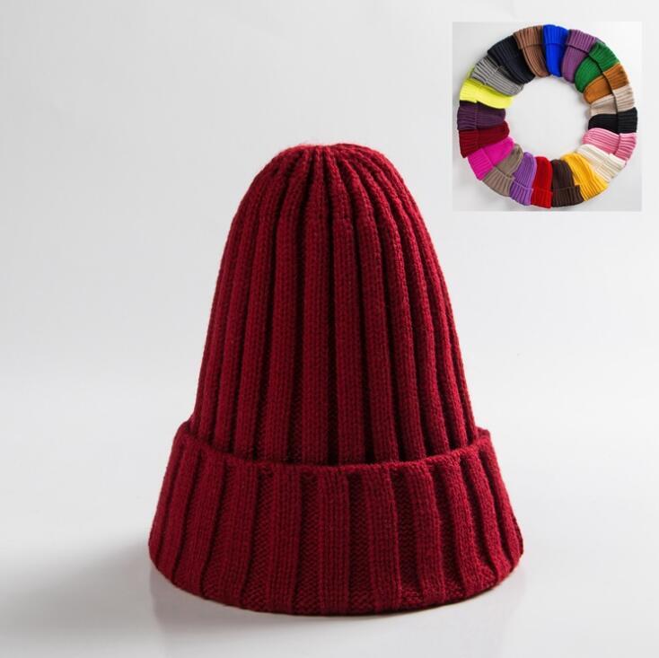 Cotton Blends Solid Warm Knitted Hat